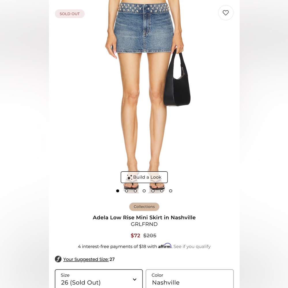 Sold out GRLFRND Studded Denim Mini Skirt